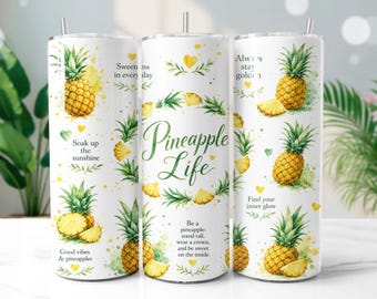 Pineapple Tumbler Wrap PNG, Tropical Fruit 20oz Skinny Tumbler Sublimation Design, Digital Download