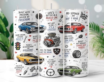 Muscle Car Tumbler Wrap PNG, Vintage Car 20oz Skinny Tumbler Sublimation Design, Digital Download