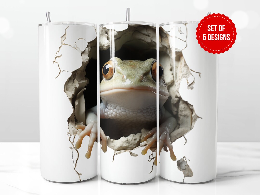 3D Frog Tumbler Wrap Sublimation Design, Skinny 20oz Straight Tumbler ...