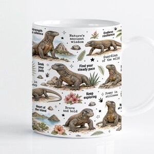Komodovaran muggomslag sublimeringsdesign PNG, tropisk reptil 11oz och 15oz Cricut muggpressmall, digital nedladdning