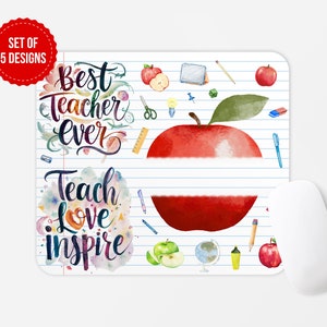 Design per sublimazione PNG del tappetino per mouse personalizzato per insegnante, modello sublimato per tappetino per mouse quadrato rotondo, download digitale