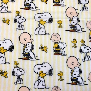Licensed Peanuts Fabric, 100% Cotton, Snoopy Friends Stripe, quilting fabric, Sewing, Springs Creative, Snoopy, Woodstock, Charlie Brown