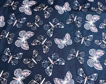 Blue Butterfly Fabric 100% Cotton Fabric, Sewing, quilting fabric, Fabric for girls
