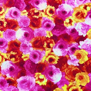 Bright Rose Fabric, 100% Cotton, quilting fabric, Sewing, red rose fabric, Hi-Fashion Fabrics, pink rose