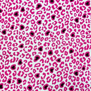 Pink Heart Leopard Print Fabric, 100% cotton, sewing, quilting, animal print, DISCOUNTED
