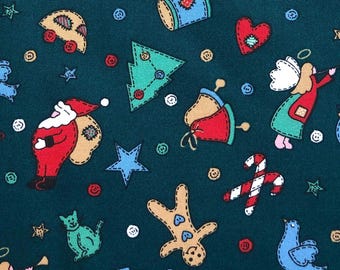 Albero di Natale Green Country, Babbo Natale, calza della Befana, omino di pan di zenzero, tessuto natalizio, tessuto 100% cotone, cucito, trapuntatura, artigianato