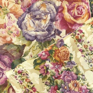 Shabby Chic Floral, Coordinating Floral Stripe, 100% Cotton, decor fabric, quilting, sewing, Purple Floral, Vintage fabric, OOP fabric