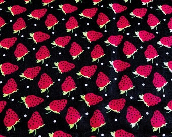 Strawberry Fabric, sewing fabric,  fabric by the half yard, 100% Cotton, novelty fabric, spring fabric, food fabric, fruit fabric