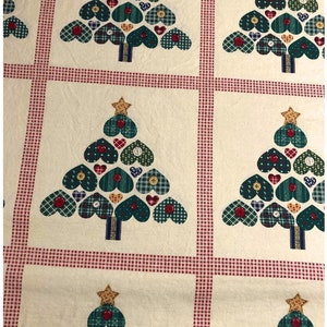 ヴィンテージ スクラップ クリスマス ツリー ファブリック、キルティング ファブリック、裁縫、クラフト、カントリー クリスマス、ホリデー ファブリック