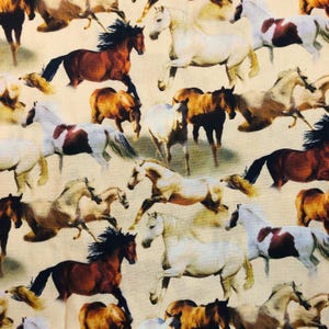 Western Rodeo Running Free Horse Fabric,  100% Cotton, Sewing, quilting fabric, Cotton Fabric, country decor, Kate Ward Thacker, Springs