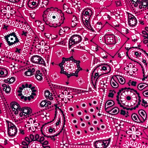 Magenta paisley bandana, 100% katoen, naaien, quiltstof, roze bandana, boerderij, landelijke stof, roze paisley