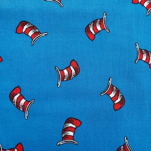Licensed Dr Seuss Cat in the Hat by Robert Kaufman, 100%Cotton Fabric, Sewing, quilting fabric, kids fabric, #19062