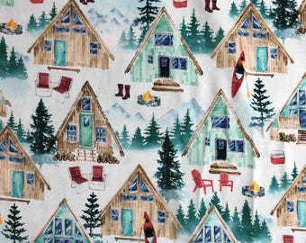 Timeless Treasures Winter Chalet Fabric 100% Cotton quilting fabric, Sewing, crafting, CD2278, Lake Lodge Fabric
