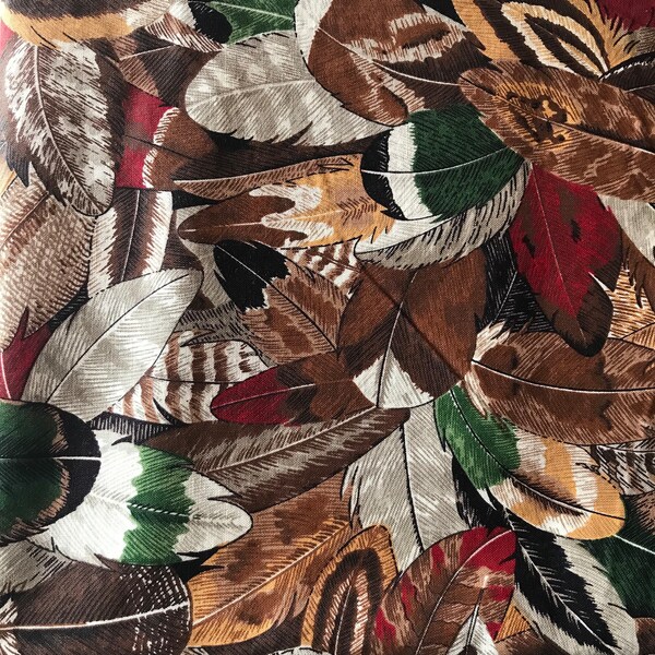 OOP Duck Feathers fabric, 100% Cotton, Vintage Fabric, quilting fabric, Sewing, Cranston Print Works, by the yard & remnant, gift for men