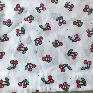 OOP Coordinating Cherry Stripe Solid fabric, 100% Cotton, Vintage Fabric, quilting fabric, Sewing, Children's fabric, cherry fabric, fruit image 2