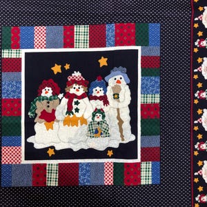 Vintage Cranston Christmas Panel, Christmas Fabric, holiday fabric, Sewing, quilting, Snowman panel, Santa fabric