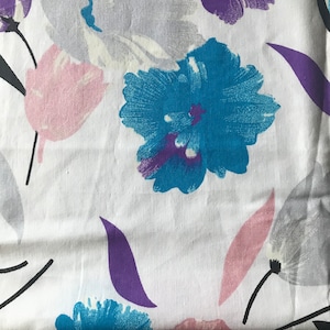 Large Vintage Floral Print Fabric, 100% Cotton, Fabric by the half yard, Teal fabric, Pink floral, Silver floral Quilting fabric, Sewing