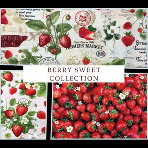 Timeless Treasures Coordinating Strawberry Fabric, Sewing, quilting fabric, Cotton Fabric, Berry Sweet Collection, farmers market