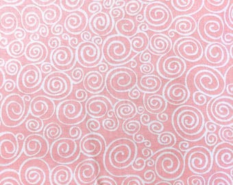 Pink Scroll Fabric, 100% Cotton, sewing fabric, quilting, bright fabric, blender fabric, swirl fabric