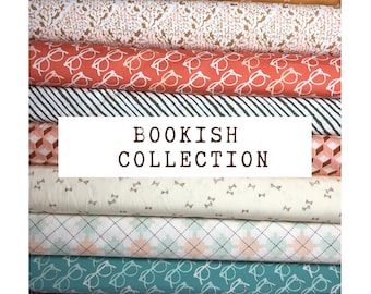 Colección Art Gallery Fabric Bookish, tela 100% algodón, tela de costura, acolchado, tela floral, lectura, gafas, amante de los libros
