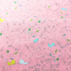 Riley Blake Serendipity, 100% Cotton, Sewing, quilting, pink fabric, C7263, Minki Kim, bird fabric, baby girl fabric