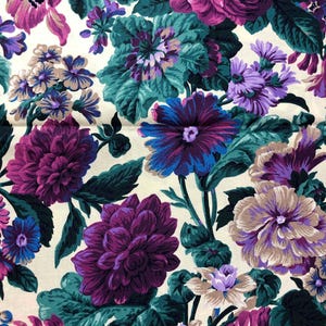 Purple Floral Fabric, 100% Cotton, quilting fabric, Sewing, purple rose fabric, cottage rose floral, shabby chic fabric