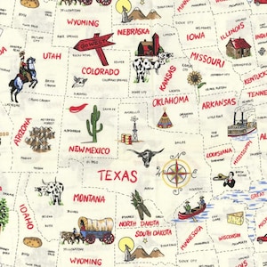 Fabric Traditions USA Kartenstoff, 100% Baumwolle, Nähstoff, Quiltstoff, Dekostoff