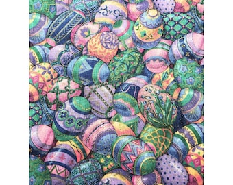 Cranston Easter Egg Fabric, Easter bunny, Easter fabric, sewing, quilting, holiday fabric, Metallic, 100% Cotton, vintage