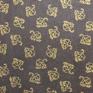 Gold Metallic Leaf Print Fabric 100% Cotton, quilting fabric, Sewing, crafting, fabric by the yard, gray fabric, fall fabric print, autumn