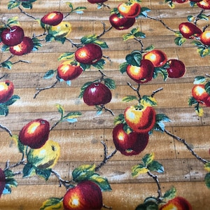 Fall Fabric 100% Cotton, Apple Fabric by the Yard, quilting fabric, Sewing, crafting, Autumn decor, Fall decor, OOP fabric