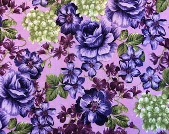Boundless Mountain Floral Violet Fabric, 100% Cotton, キルティング生地, 裁縫用, バイオレットフローラル, パープルフローラル, Boundless Floral