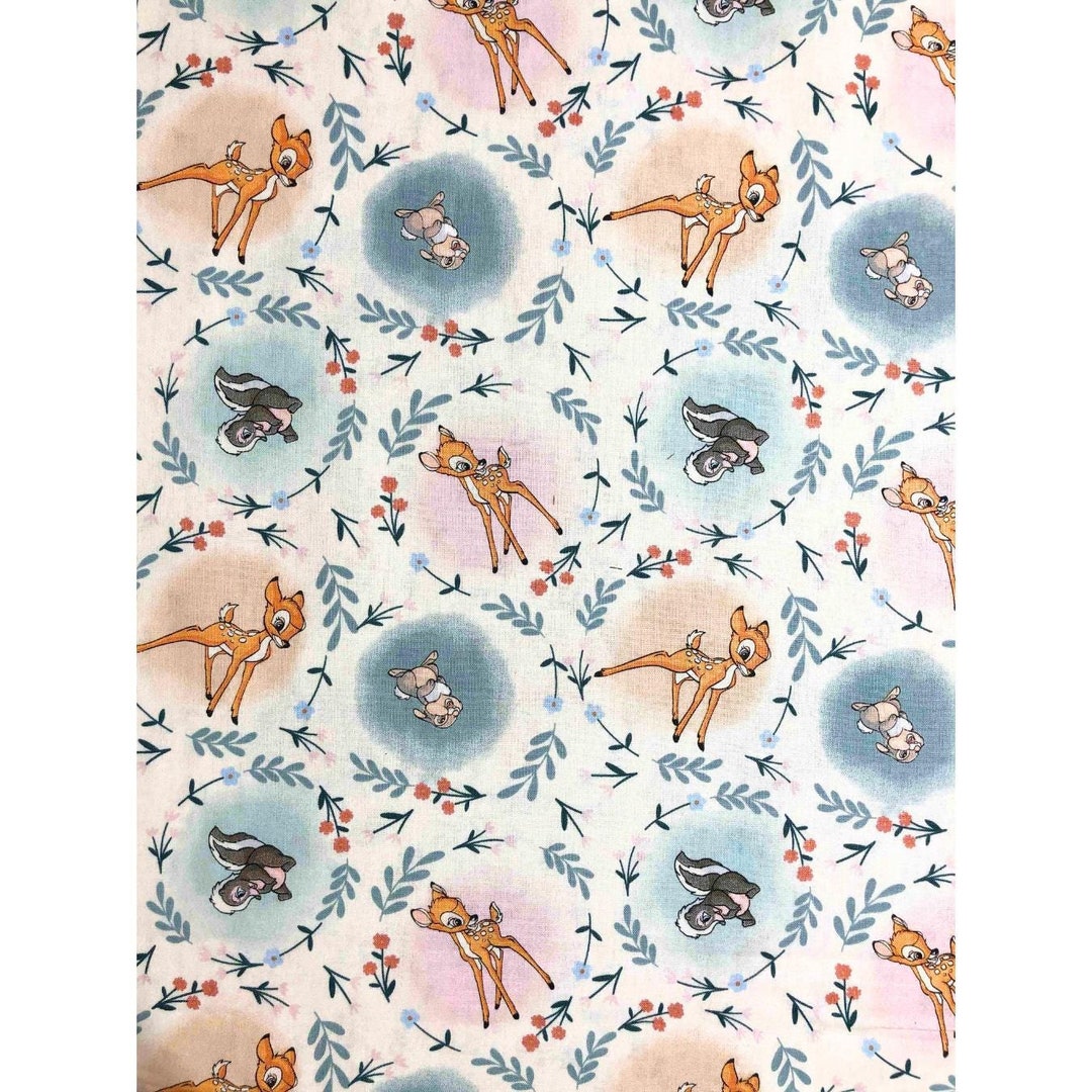 Licensed Disney Bambi Fabric, Cotton Fabric, Sewing, Quilting Fabric