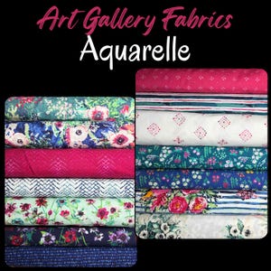 Aquarelle Fabric Collection by Art Gallery Fabrics, 100% Cotton, sewing, quilting, green floral, blue floral, floral fabric collection