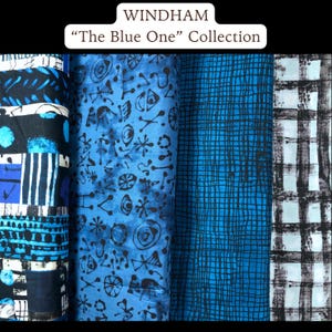 Windham The Blue One Collection, 100% Baumwolle, Nähen, Quilten, Marcia Derse, Leinwand, Plaid, Glyphs, Totem