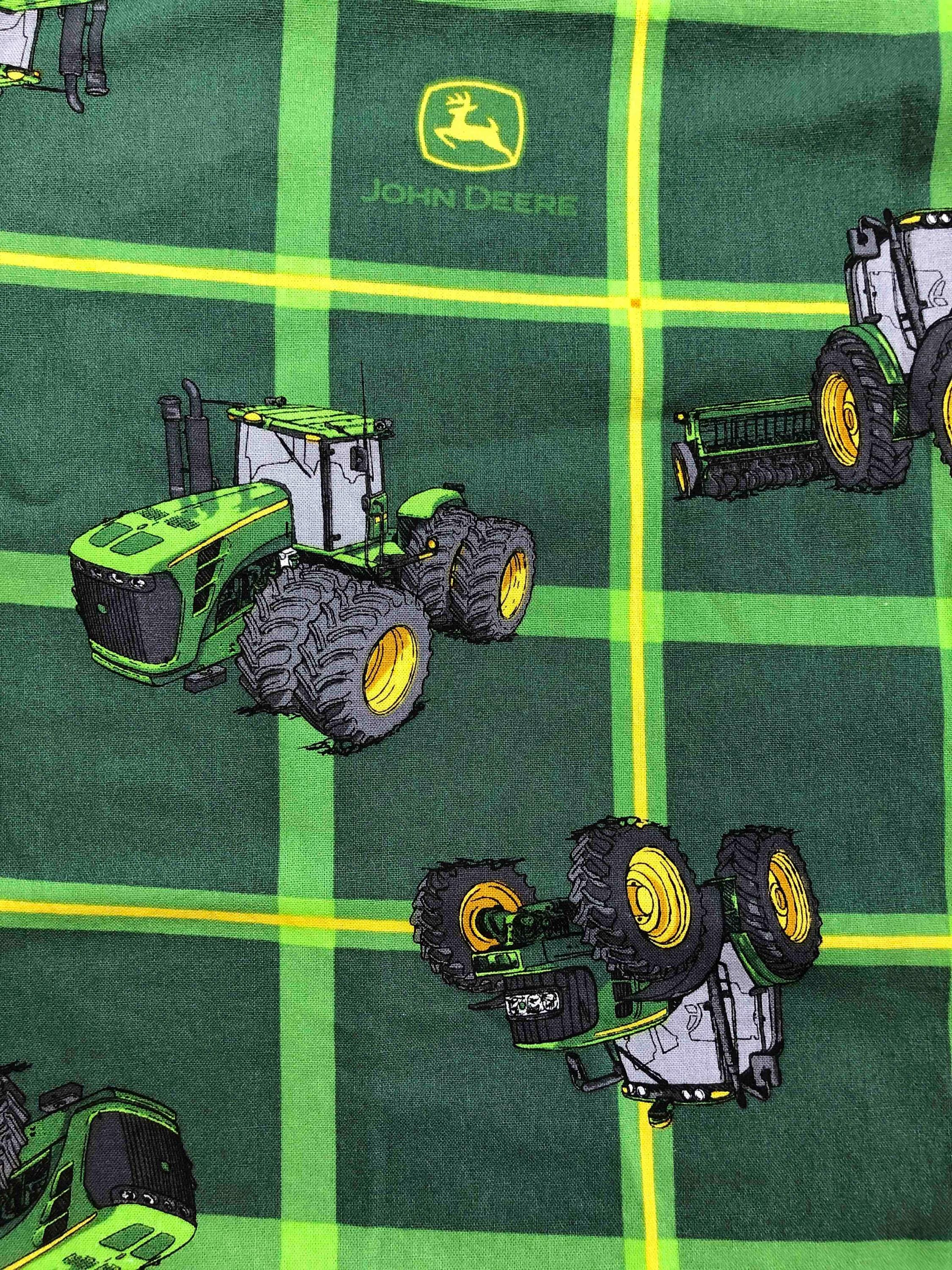 Licensed John Deere Green Tractor Plaid Fabric, 100%Cotton Fabric, Sewing,  quilting fabric, Springs Creative, Farm fabric, image size:2250x3000