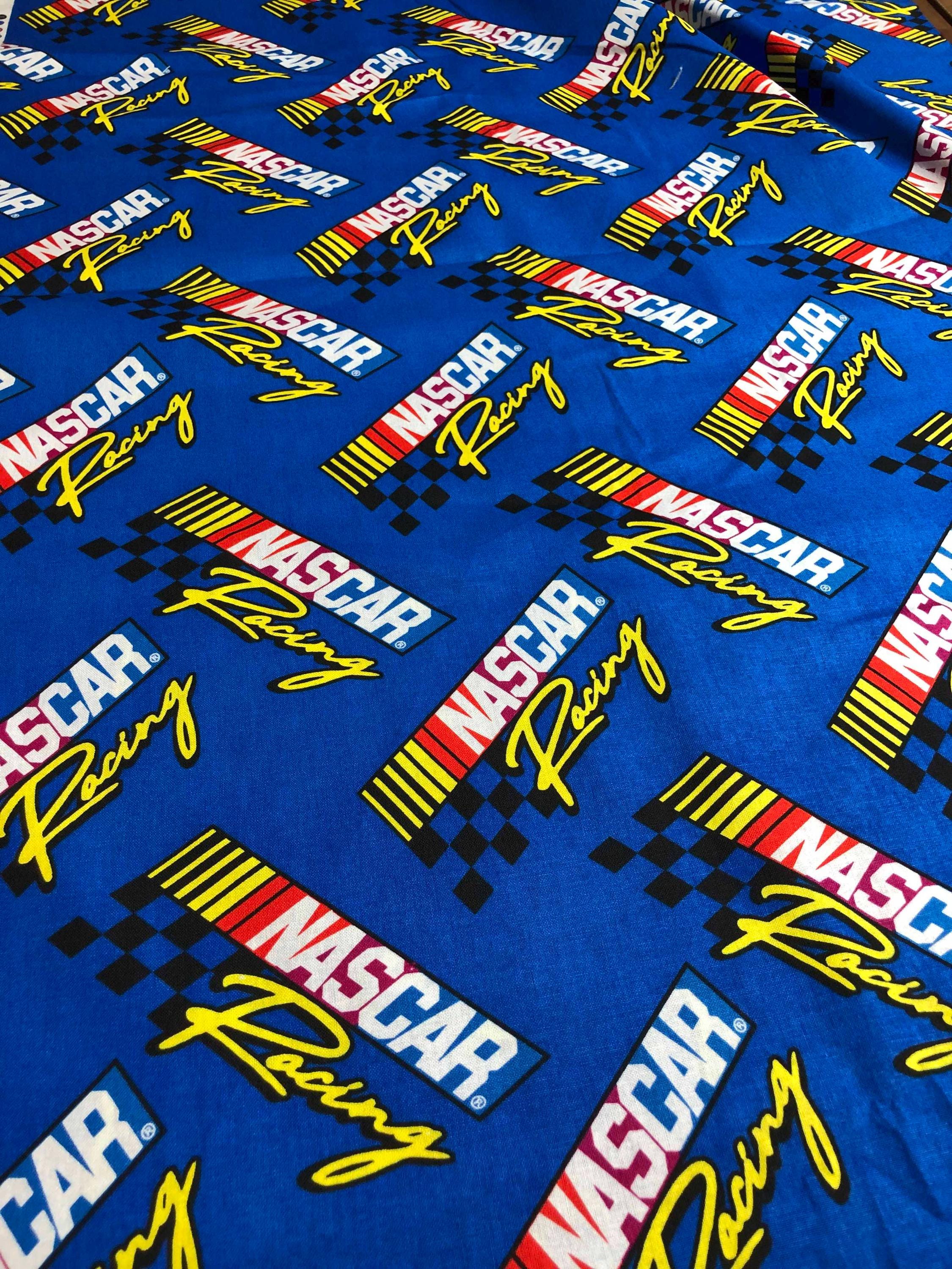 Blue Licensed NASCAR Fabric, 100% Cotton Fabric, Sewing, Checkered