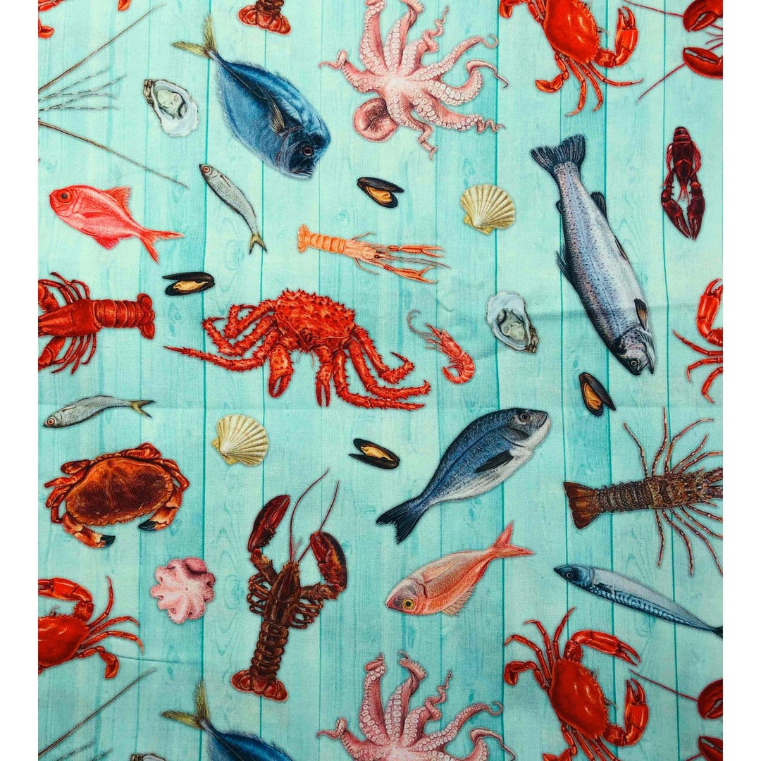 Catch of the Day Fabric, 100%cotton Fabric, Sewing, Quilting Fabric ...