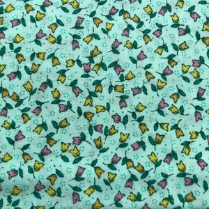 Piccolo tulipano verde floreale 100% cotone, tessuto trapuntato, cucito, tessuto tagliato su misura, bella stampa floreale, tessuto tulipano, tessuto floreale
