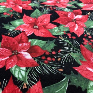 Tissu de Noël poinsettia de Noël, tissu à coudre, courtepointe, tissu de vacances, floral de Noël