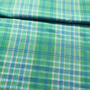 Vintage Mint Green Plaid Fabric, 100% Cotton, shirting fabric, Sewing, green fabric, mint plaid, vintage fabric, OOP fabric