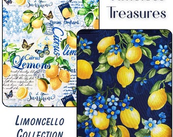 Tesoros atemporales, Colección Limoncello, Collage de limones, Ramo de limones, Costura, Tela para acolchado, 100% algodón, Tela de limón, Tela para cocina