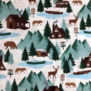 Moose Creek Lodge: At the Cabin, Sewing, quilting, crafting, fabric for men, Lodge, fishing, hunting, Boat House, Lake House Benartex Kanvas