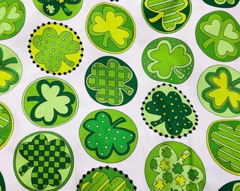 Andover St. Patrick's Day-stof, klavercirkels, 100% katoen, quiltstof, naaien, St. Patty's Day
