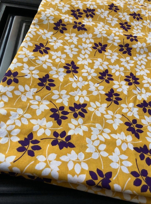 Dekostoff Meterware Senfgelb Senfgelber Blätter Stoff 100