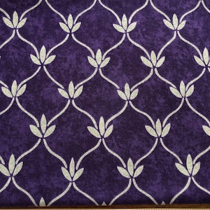Lavender Gray Lattice Plum Fabric 100% Cotton, Skipping Stones, Quilting Fabric, sewing, Fabric by the Yard, Clothworks, purple fabric