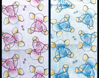 Pink Elephant FQ, Blue Elephant FQ, babystof 100% katoen, naaien, quiltstof, fat quarters