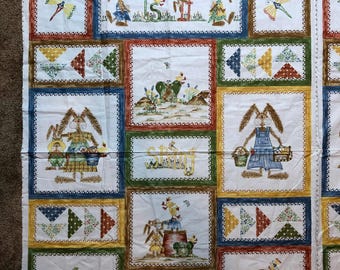 Panel de patchwork de conejito Is It Spring Yet de Northcott, 100 % algodón, tela para acolchado, costura, conejito de Pascua