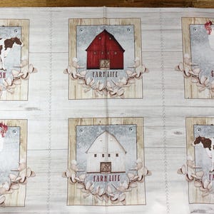 Farm Life, Farm Fresh Rooster Fabric 100% Cotton quilting fabric, Sewing, crafting, Country Squares, QT Fabrics, Farm Panel