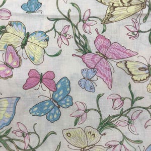 Pastelkleurige vlinderstof, 100% katoen, naaiwerk, quiltstof, roze vlinder, gele vlinder, stof voor meisjes