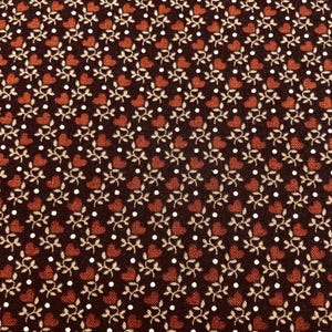 Vintage Cranston Tiny Heart Brown Floral Fabric 100% Cotton quilting fabric, Sewing, country floral, OOP fabric